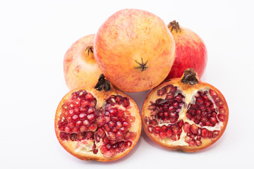 Wall Mural - fresh ripe pomegranate isolated on white background