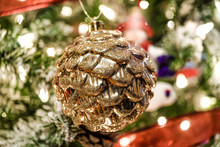 Gold Pine Cone Christmas Ornament