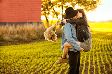 Sticker - Happy young couple in countryside