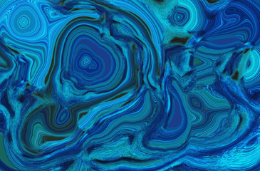  Vivid neon blue abstract liquid paint textured background with decorative spirals and swirls. Dark pattern for modern creative trendy design, marble texture style for illustrations