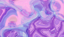 Light Pink, Blue And Purple Abstract Liquid Paint Textured Background With Decorative Spirals And Swirls. Holographic Pattern For Modern Creative Trendy Design, Marble Texture Style For Illustrations
