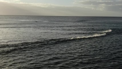Wall Mural - incoming ocean waves in sunset ocean