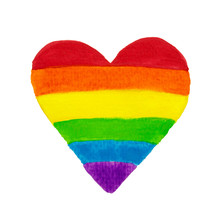 Hand Drawn Colored Pencil Heart Shape Rainbow Colors. LGBT, LGBTQ  Or Gay Equality Concept