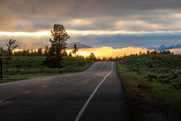 Poster - Empty Road leading into the sunrise