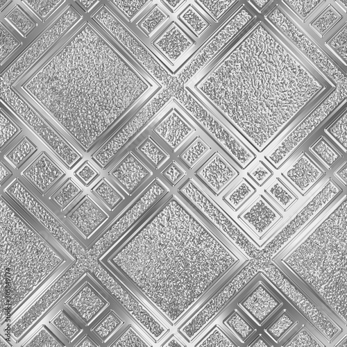 Fototapeta na wymiar Glass seamless texture with pattern for window, 3d illustration