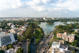 Fototapeta Nowy Jork - Aerial Landscape Bangalore Skyscrappers with  Large Lake in the Foreground