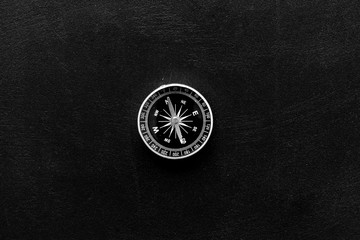 Wall Mural - Compass - small and stylish - on black background top view copy space