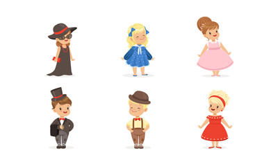 Sticker - Little Children Wearing Adult Attire Vector Set