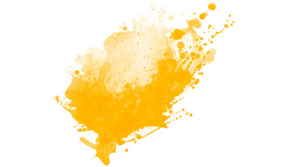 Wall Mural - Yellow paint brush splash isolated on white background. Abstract yellow brush