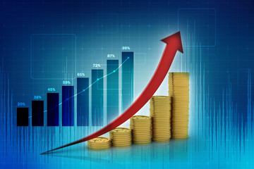 Poster - 3d rendering Stock market online business concept. business Graph 