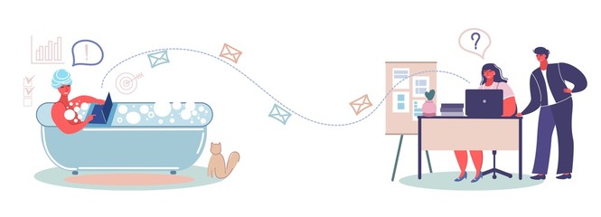 Aufkleber - Remote worker, vector flat style design illustration