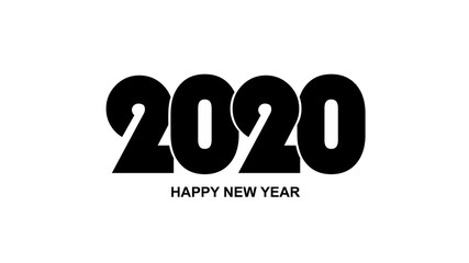 Wall Mural -  Happy New Year 2020 logo text design on white background. Cover of business diary for 2020 with wishes. Brochure design template, card, banner.vector design