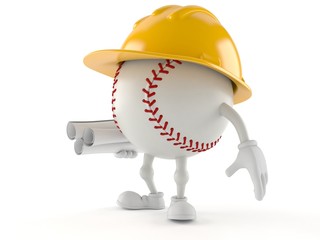 Wall Mural - Baseball character holding blueprints