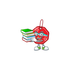 Sticker - Student with book christmas sale tag mascot cartoon character style