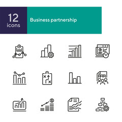 Poster - business planning icon. set of line icon on white background. analytics, recruitment, finding soluti