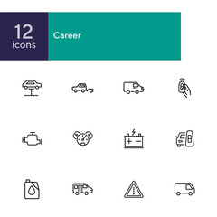 Poster - Car service line icon set. Lift, battery, van, key. Car concept. Can be used for topics like garage, vehicle repair, technical support