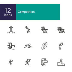 Canvas Print - Competition line icon set. Winner, athlete, sportsman, player, team. Sport concept. Can be used for topics like contest, leadership, win