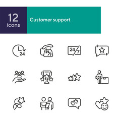 Sticker - Customer support line icon set. Telephone, courier, order delivery. Service concept. Can be used for topics like feedback, online shopping, rating