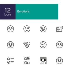 Poster - Emotions line icon set. Set of line icons on white background. Internet concept. Smile, angry, chat bot. Vector illustration can be used for web, forum, internet