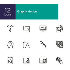 Poster - Graphic design icon set. Line icons collection on white background. Device, drawing, interface. Creativity concept. Can be used for topics like occupation, freelancing, visual art