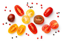 Fresh Colorful Cherry Tomatoes Isolated On White