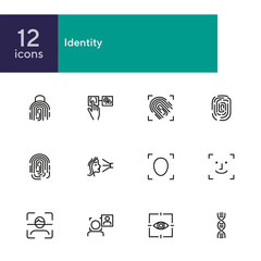 Poster - Identity line icon set. Fingerprint, face ID, scanner, scanning. Identity concept. Can be used for topics like security, biometrics, recognition