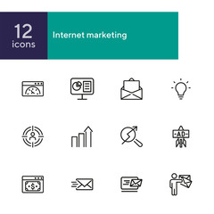 Poster - internet marketing icon set. line icons collection on white background. budget, optimization, e-mail