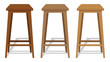 Bar stool, wooden retro bar stool. Bar stool in isometry with shadow. Vector illustration. Vector.