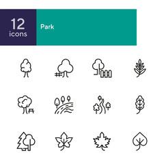 Poster - Park line icon set. Leaf, tree, oak, forest. Nature concept. Can be used for topics like countryside, hiking, ecology