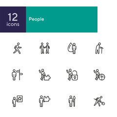 Sticker - People line icon set. Character, occupation, specialist. Skills concept. Can be used for topics like job, individuality, strategy