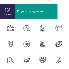 Poster - Project management line icon set. Handshake, team, interview. Business concept. Can be used for topics like leadership, teamwork startup
