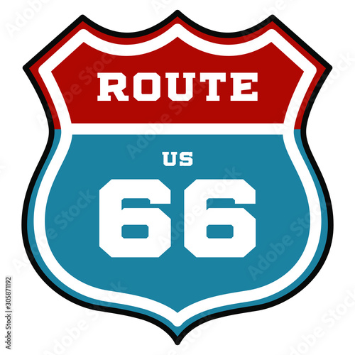US route 66 sign. Vector illustration. Wallpaper Mural