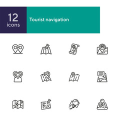 Canvas Print - Tourist navigation icon set. Travel concept. Vector illustration can be used for topics like cruise, journey, holiday