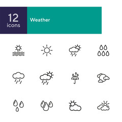 Sticker - Weather line icon set. Season, nature, water. Climate concept. Can be used for topics like meteorology, outdoor, synoptic