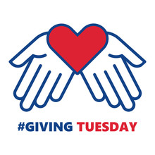 Giving Tuesday. Helping Hand With Heart Shape