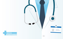 Medical Background With Close Up Of Doctor With Stethoscope.
