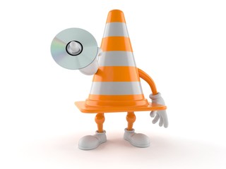 Poster - Traffic cone character holding cd disc