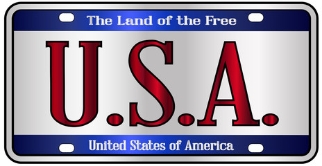 Sticker - USA Land Of The Free Patriotic Number Plate