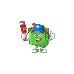 Sticker - Plumber green gift box on cartoon character mascot design