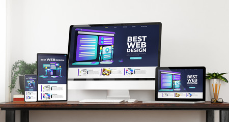 Poster - front view best web design devices mockup