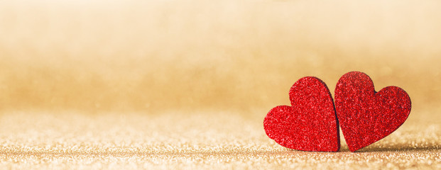 Two hearts on bokeh background