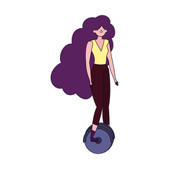 Canvas Print - young woman with unicycle transport ecology concept