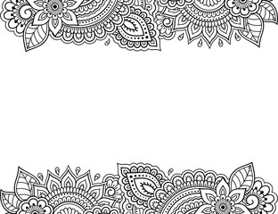 stylized with henna tattoos decorative pattern for decorating covers for book, notebook, casket, mag