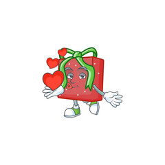 Sticker - With heart red gift box cartoon character mascot style