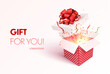 © ket4up - Open gift box with confetti burst explosion isolated. 3d vector background
