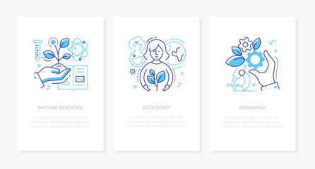 Ecology concept - line design style banners set