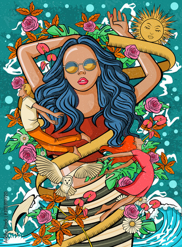 psychedelic-background-with-sexy-woman-abstract-nature-scene-with-people