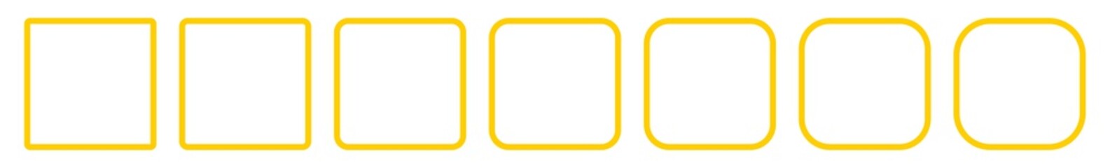 Wall Mural - square icon yellow | round squares | foursquare symbol | frame logo | button sign | isolated | varia
