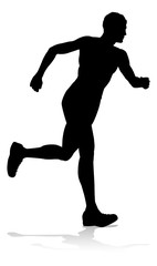 Wall Mural - Silhouette runner in a race track and field event