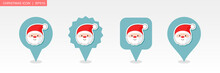 Santa Claus Face Pin Map Icon. Christmas Sign